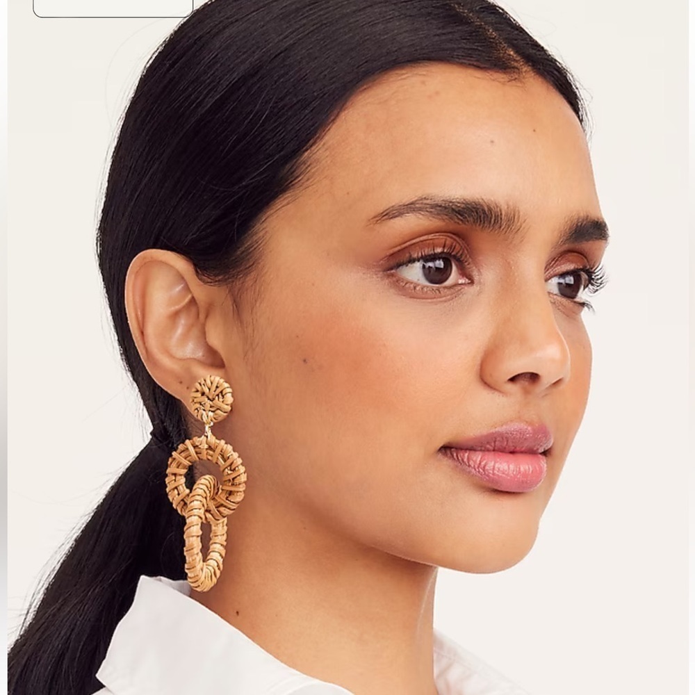 NWT J.Crew Interlocking Rattan Hoop Earrings - Picture 9 of 9